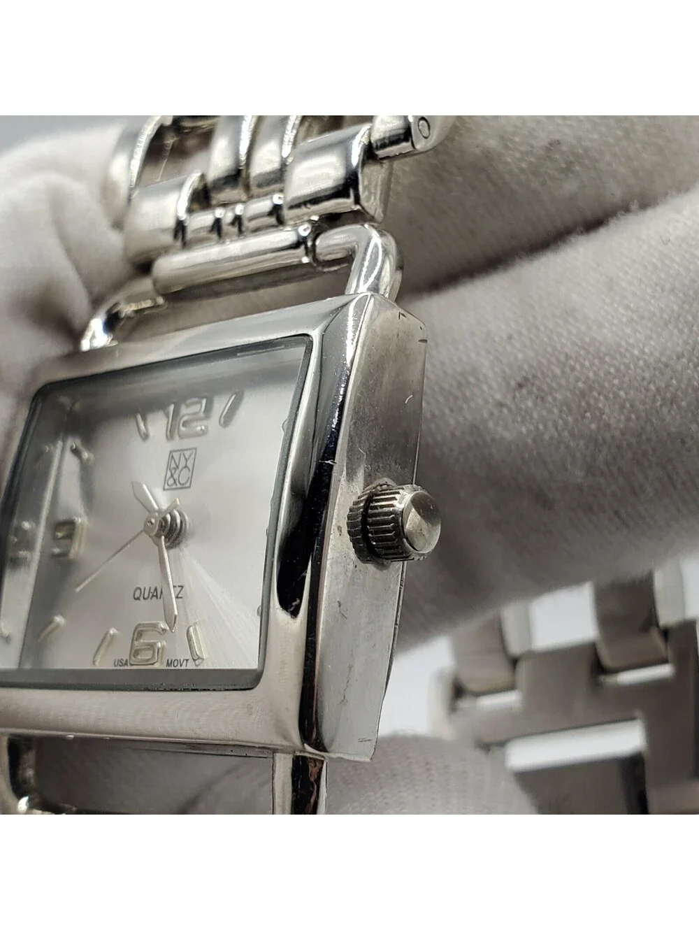 NY&C Watch 26mm Womens Rectangle Silver Tone New Battery